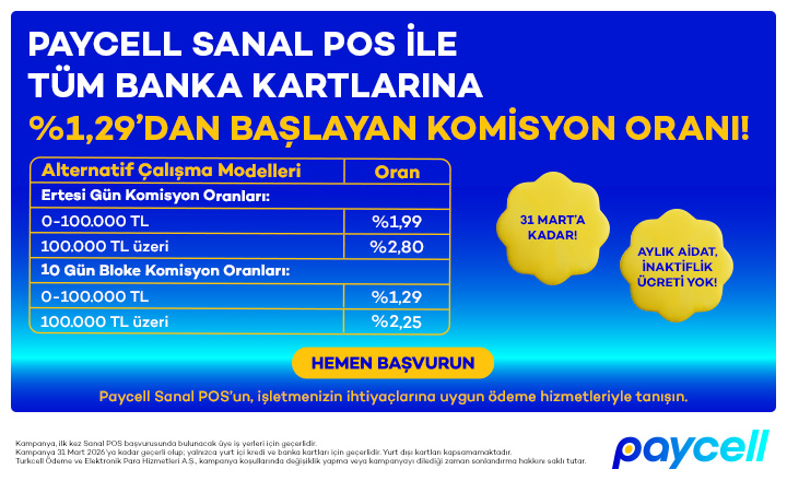 Paycell Sanal POS ile Tüm Banka Kartlarına %1,29’dan Başlayan Komisyon Oranı